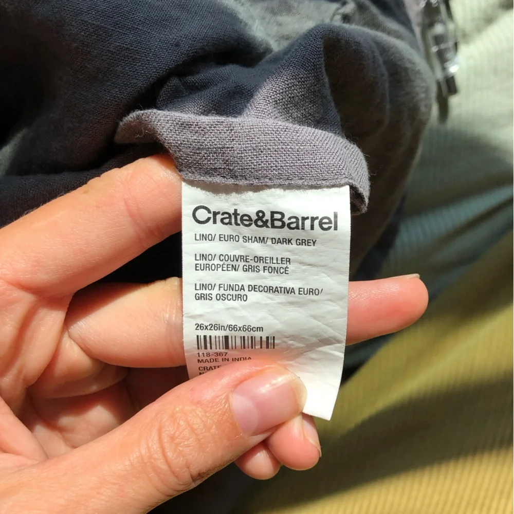 Crate&Barrel Charcoal Gray Linen Duvet Cover